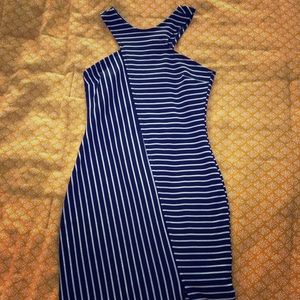 Navy / White Strip Bodycon dress